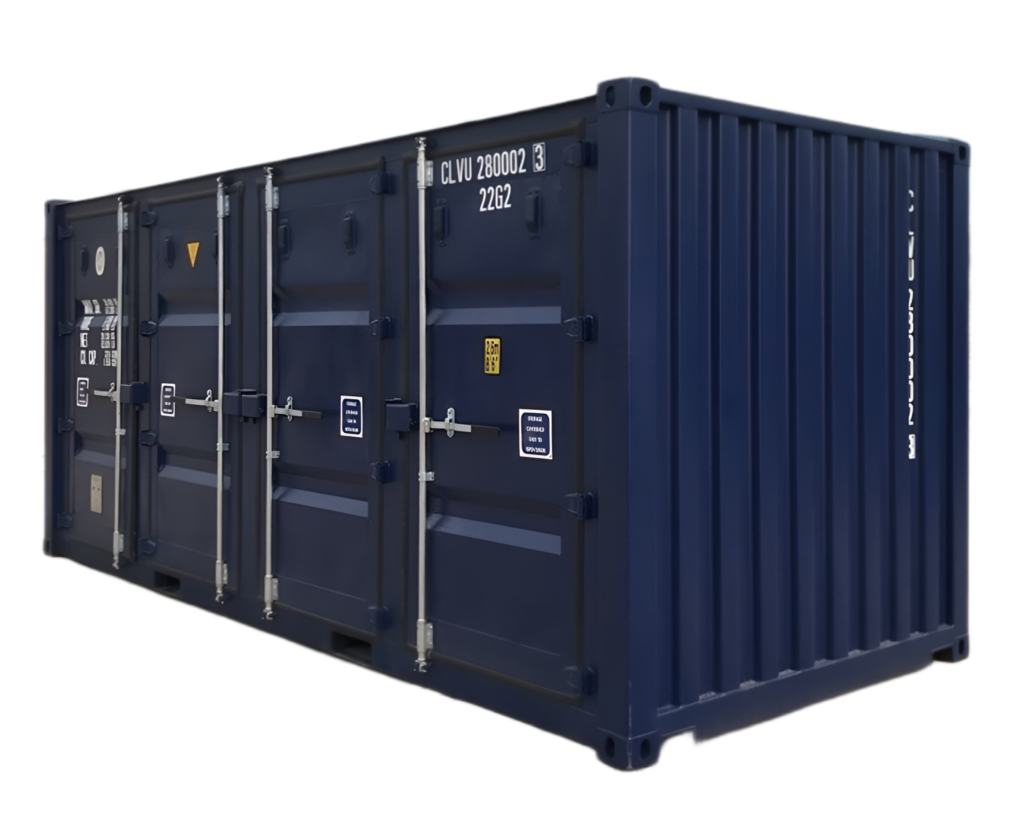 Conteneur de stockage 20 pieds avec 4 doubles portes latérales