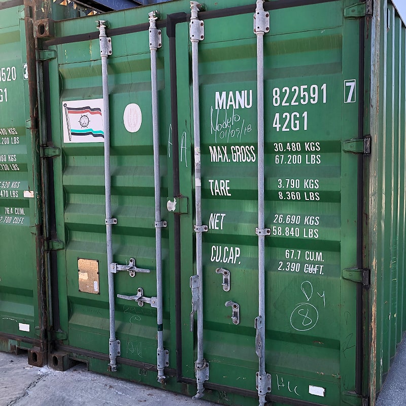Conteneur maritime d'occasion 40 pieds vert – Classe A (Cargo Worthy)
