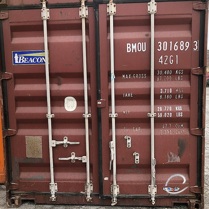 Conteneur maritime d'occasion 40 pieds rouge BEACON – Classe A (Cargo Worthy)